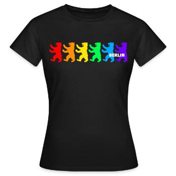 Berliner Bären / Regenbogenfarben - Frauen T-Shirt - Schwarz - Vorne - AI Model Female 172 dark (172cm)