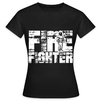 Pompier pompier occupation incendie extincteur - T-shirt Femme - noir - Devant - AI Model Female 172 dark (172cm)