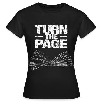 Turn the page - Women's T-Shirt - black - Front - AI Model Female 172 dark (172cm)