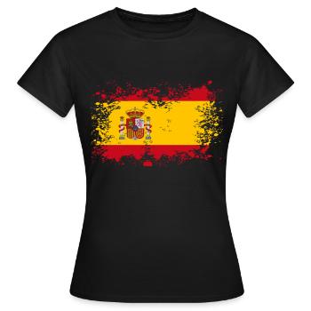Spain flag stains blot gift idea - Women's T-Shirt - black - Front - AI Model Female 172 dark (172cm)