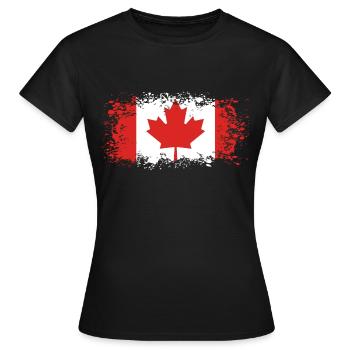 Kanada Canada Nordamerika Flagge Geschenkidee - Frauen T-Shirt - Schwarz - Vorne - AI Model Female 172 dark (172cm)