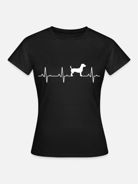 Herzschlag Jack Russel Hund Geschenk T-Shirt Shirt - Frauen T-Shirt - Schwarz