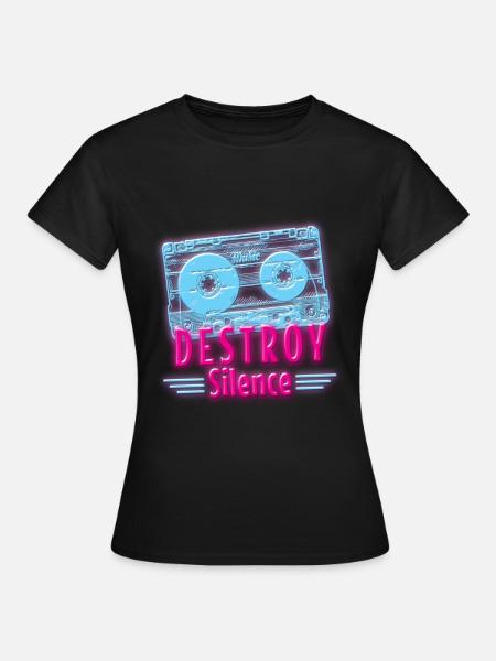 Uv Musik Neon Retro - Frauen T-Shirt - Schwarz