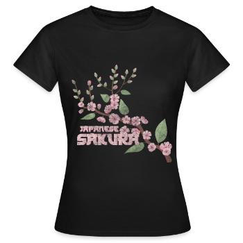 Cherry Blossom Blossom Colorful - Women's T-Shirt - black - Front - AI Model Female 172 dark (172cm)