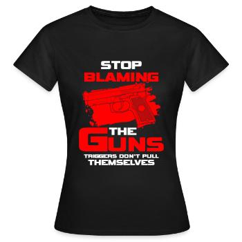 Tir de chasse aux munitions au pistolet - T-shirt Femme - noir - Devant - AI Model Female 172 dark (172cm)