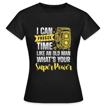 Kamera Fotografieren Objektiv Motiv - Frauen T-Shirt - Schwarz - Vorne - AI Model Female 172 dark (172cm)