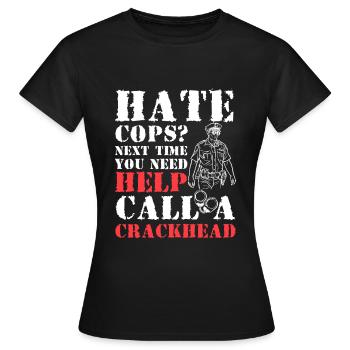 Polizei Gesetzeshüter Polizistin Uniform - Frauen T-Shirt - Schwarz - Vorne - AI Model Female 172 dark (172cm)