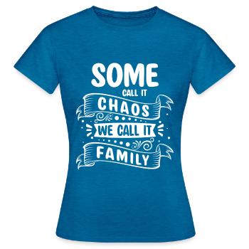 Liebe Familienmitglied Familienwappen Eltern - Frauen T-Shirt - Antikblaues Saphir meliert - Vorne - AI Model Female 172 dark (172cm)