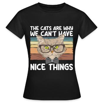 Chat Yeux de chat Ami Chat Maîtresse - T-shirt Femme - noir - Devant - AI Model Female 172 dark (172cm)