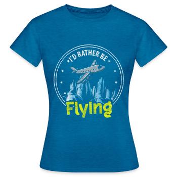 Flugzeug Flugplatz Flugsport Segelflieger - Frauen T-Shirt - Antikblaues Saphir meliert - Vorne - AI Model Female 172 dark (172cm)