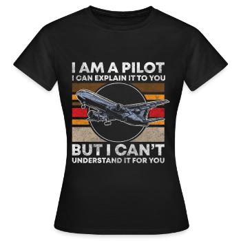Fliegen Flugplatz Jet - Frauen T-Shirt - Schwarz - Vorne - AI Model Female 172 dark (172cm)