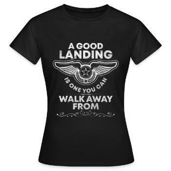 Flugzeug Beruf Luftfahrt Flugplatz - Frauen T-Shirt - Schwarz - Vorne - AI Model Female 172 dark (172cm)