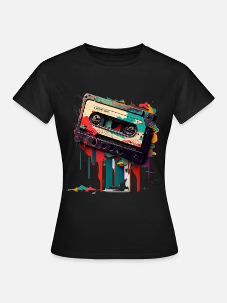 Retro Mixtape - Frauen T-Shirt - Schwarz