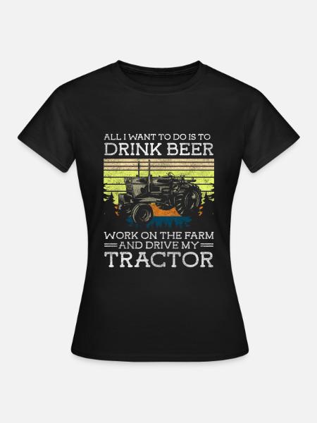 Traktor Feld Stall - Frauen T-Shirt - Schwarz