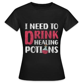 Herbes médicinales Herbes - T-shirt Femme - noir - Devant - AI Model Female 172 dark (172cm)