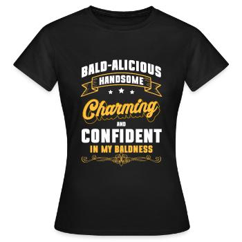 Assiette chauve Pas de coupe de cheveux - T-shirt Femme - noir - Devant - AI Model Female 172 dark (172cm)
