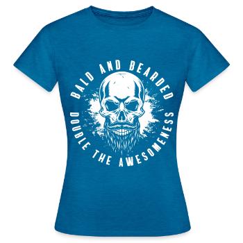 Tête chauve Homme chauve sans poils - T-shirt Femme - bleu saphir antique chiné - Devant - AI Model Female 172 dark (172cm)