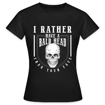 Glatzkopf Haarlos Haarschnitt - Frauen T-Shirt - Schwarz - Vorne - AI Model Female 172 dark (172cm)
