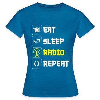 Moderator Job Show - Frauen T-Shirt - Antikblaues Saphir meliert - Vorne - AI Model Female 172 dark (172cm)