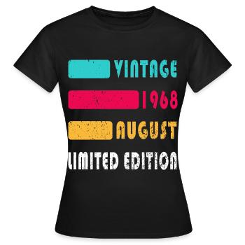 Août 1968 Anniversaire Août 1968 Août - T-shirt Femme - noir - Devant - AI Model Female 172 dark (172cm)