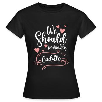 Cuddling Teddy Bear Relationship Affection - Women's T-Shirt - black - Front - AI Model Female 172 dark (172cm)