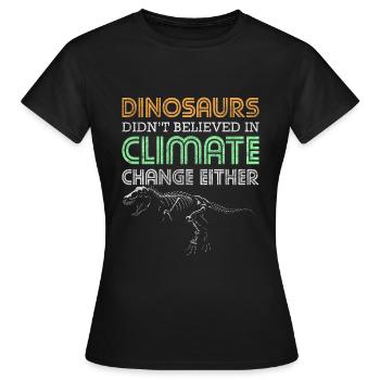 Dinosaur Fossil Stegosaurus Cretaceous - Women's T-Shirt - black - Front - AI Model Female 172 dark (172cm)