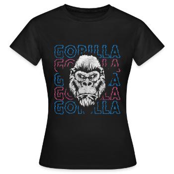 Amidon singe à dos argenté chimpanzé - T-shirt Femme - noir - Devant - AI Model Female 172 dark (172cm)