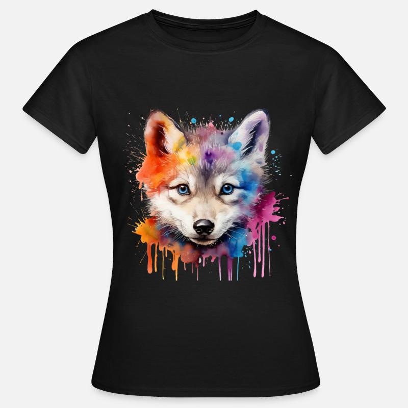 wolf, gray wolf, wolf cub - Women's T-Shirt - black