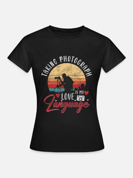 Kamera Fotografie Objektiv Herzschlag - Frauen T-Shirt - Schwarz