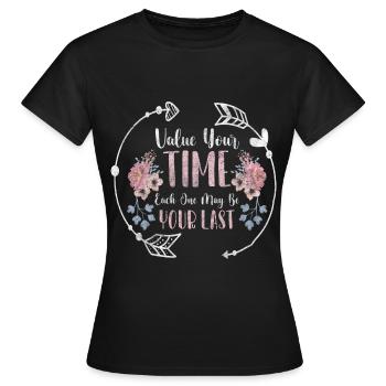 Zeit Lebenszeit Zeitlos - Frauen T-Shirt - Schwarz - Vorne - AI Model Female 172 dark (172cm)