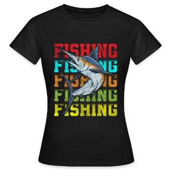 fishing, perch, bait, pike - Women's T-Shirt - black - Front - AI Model Female 172 dark (172cm)