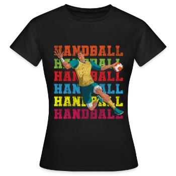 Handballer SIeger Sprungwurf - Frauen T-Shirt - Schwarz - Vorne - AI Model Female 172 dark (172cm)