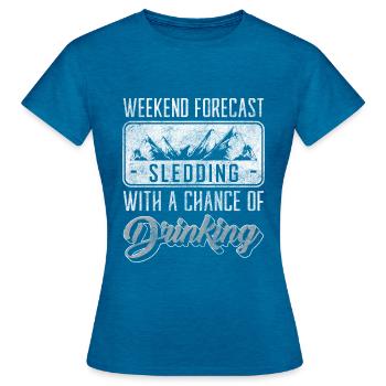Rodeln Schnee Piste Winterurlaub - Frauen T-Shirt - Antikblaues Saphir meliert - Vorne - AI Model Female 172 dark (172cm)