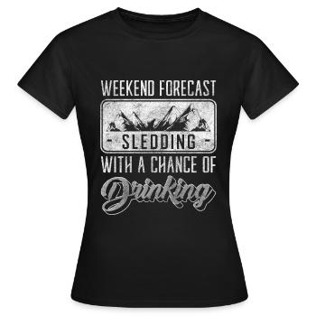 Rodeln Schnee Piste Winterurlaub - Frauen T-Shirt - Schwarz - Vorne - AI Model Female 172 dark (172cm)