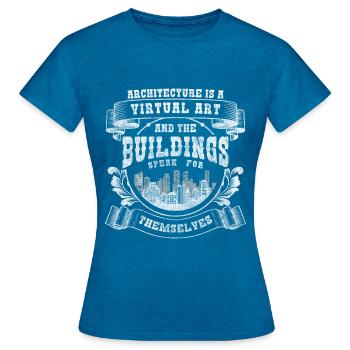 Designer Buildings House Construction Architecture - Women's T-Shirt - antique blue sapphire heather - Front - AI Model Female 172 dark (172cm)