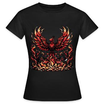 A majestic phoenix rising from the ashes - Women's T-Shirt - black - Front - AI Model Female 172 dark (172cm)