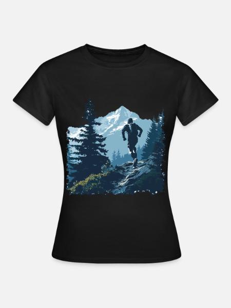 Un coureur trail sur un sentier en montagne - T-shirt Femme - noir