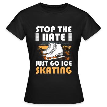 Patinage sur glace, glace, sports d’hiver, patinoire - T-shirt Femme - noir - Devant - AI Model Female 172 dark (172cm)