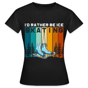 Eislaufen Schlittschuhe Kälte Eislauf - Frauen T-Shirt - Schwarz - Vorne - AI Model Female 172 dark (172cm)