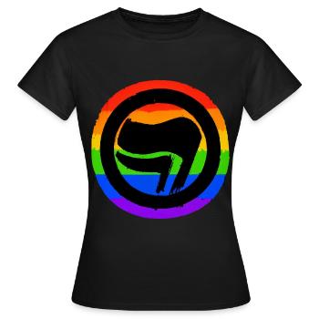 Antifascist Rainbow - Women's T-Shirt - black - Front - AI Model Female 172 dark (172cm)