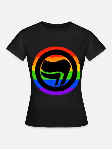 Antifaschistisch Regenbogen - Frauen T-Shirt - Schwarz