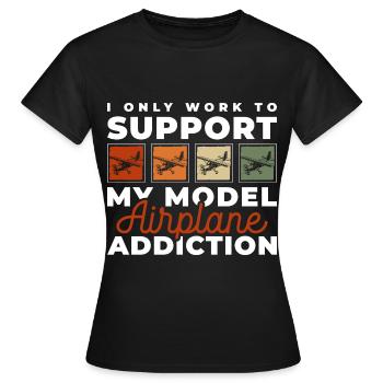 Model Airplane Model Flying Model Making - Women's T-Shirt - black - Front - AI Model Female 172 dark (172cm)