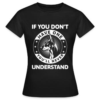 Dobermann Rassehund Beschützer Hundefreund - Frauen T-Shirt - Schwarz - Vorne - AI Model Female 172 dark (172cm)
