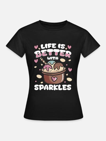 Eiscreme Waffel Eistüte - Frauen T-Shirt - Schwarz