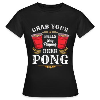 Beerpong Party Drinking Game - Women's T-Shirt - black - Front - AI Model Female 172 dark (172cm)