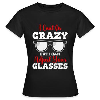 Lunettes Mode Ophtalmologiste Optique - T-shirt Femme - noir - Devant - AI Model Female 172 dark (172cm)
