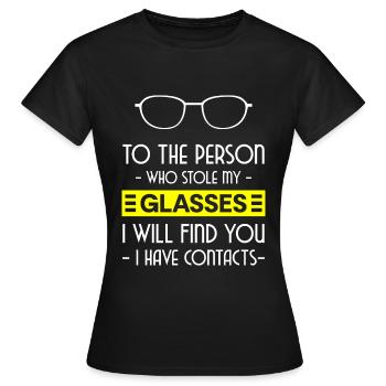 Lunettes, verres myopes, optiques - T-shirt Femme - noir - Devant - AI Model Female 172 dark (172cm)