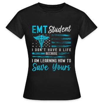 Etudiant Professeur d’informatique à l’université - T-shirt Femme - noir - Devant - AI Model Female 172 dark (172cm)