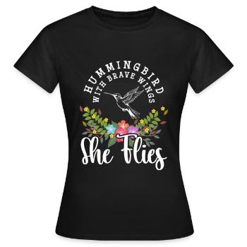 Vögel Fliegen Zauberei Leben - Frauen T-Shirt - Schwarz - Vorne - AI Model Female 172 dark (172cm)