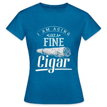 Raucher Hobby Qualm Genuss - Frauen T-Shirt - Antikblaues Saphir meliert - Vorne - AI Model Female 172 dark (172cm)